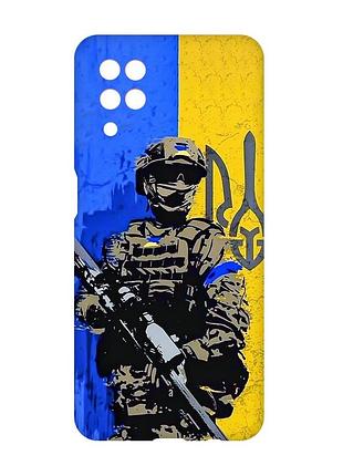 Матовый чехол с розовыми боками на samsung galaxy a12 :: солдат (патриотический принт 350)