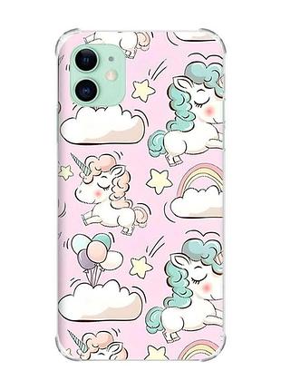 Чехол с утолщёнными углами на iphone 11 :: единороги (принт 106)