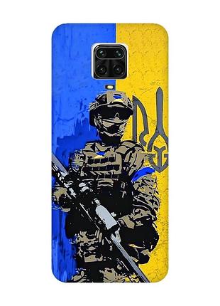 Матовый чехол с розовыми боками на xiaomi redmi note 9 pro / 9s / 9 pro max :: солдат (патриотический принт