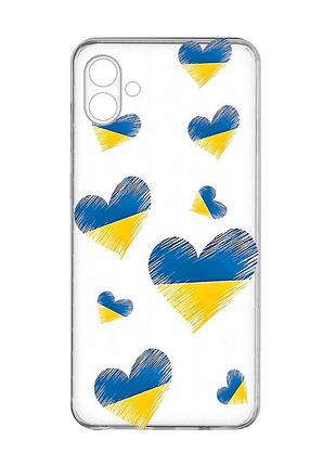 Прозорий чохол на samsung galaxy a04e/a042 :: сердечка. україна (принт 258)