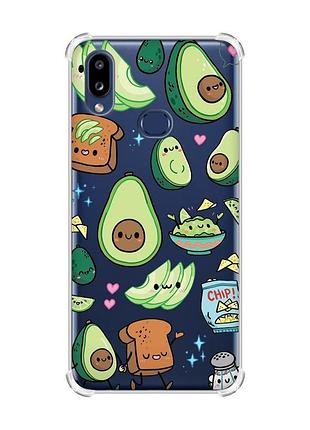 Чехол с утолщенными углами на samsung galaxy a10s (a107) :: милашки авокадо каваи (принт 305)