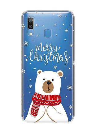 Прозорий чохол на samsung galaxy a30 (2019)/a20 (2019) ведмедик. з різдвом (принт 146)