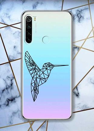 Прозорий чохол на xiaomi redmi note 8 колібрі принт 122