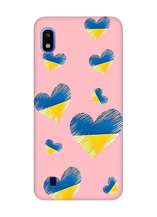 Матовий рожевий чохол на samsung galaxy a10 (2019) a105 :: сердечка. україна (принт 258)