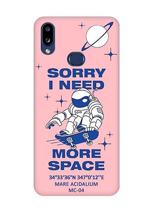 Матовий рожевий чохол на samsung galaxy a10s (a107) :: космонавт на скейті (принт 248)