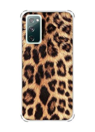 Чохол з потовщеними кутами на samsung galaxy s20 fe :: леопардовий дизайн (принт 383)
