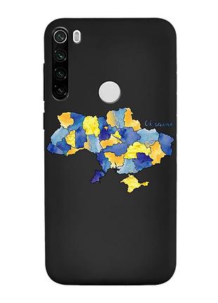 Матовый черный чехол на xiaomi redmi note 8t :: карта украины (принт 261)