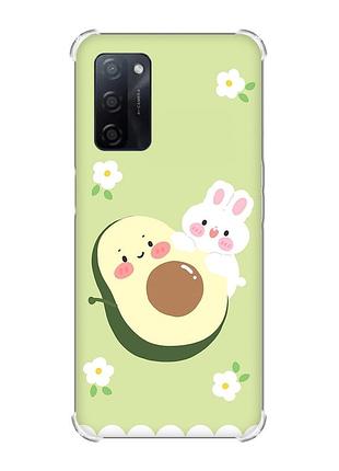 Чехол с утолщёнными углами для oppo a55 :: авокадо и зайчонок (принт 311)