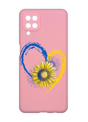 Матовий рожевий чохол на samsung galaxy a12 :: серце з соняхом. україна (принт 260)