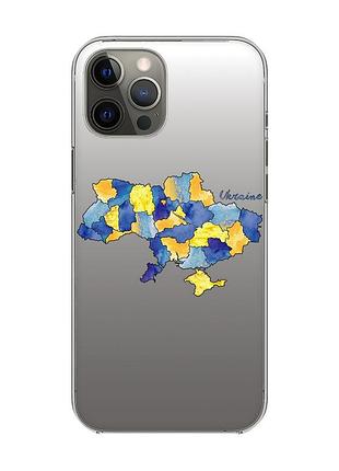 Прозрачный чехол на iphone 12 pro max :: карта украины (принт 261)