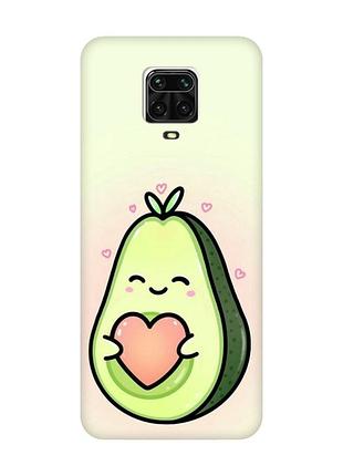 Матовый чехол с розовыми боками на xiaomi redmi note 9 pro / 9s / 9 pro max :: кавай авокадо с сердечком