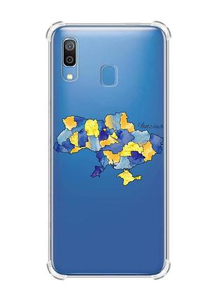 Чехол с утолщёнными углами на samsung galaxy a30 (2019)/a20 (2019) карта украины (принт 261)