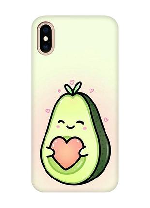 Матовый чехол с красными боками на iphone xs max :: кавай авокадо с сердечком (принт 310)
