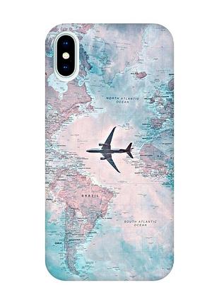 Матовий чохол з рожевими боками на iphone x / xs :: подорожі. карта (принт 317)
