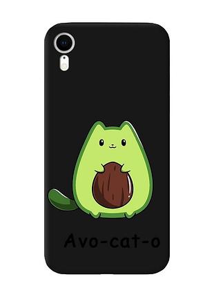 Матовий чорний чохол на apple iphone xr :: котик авокадо (принт 306)
