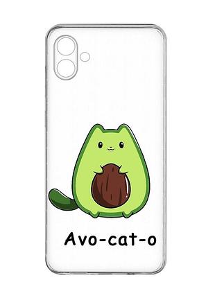 Прозрачный чехол на samsung galaxy a04e/a042 :: котик авокадо (принт 306)