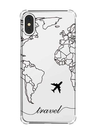Чехол с утолщёнными углами на iphone x/xs :: карта. контур (принт 330)