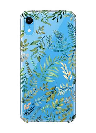 Прозрачный чехол на iphone xr :: растительный фон (принт 377)