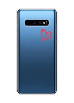 Прозрачный чехол на samsung galaxy s10 plus :: сердечко красное (принт 46)