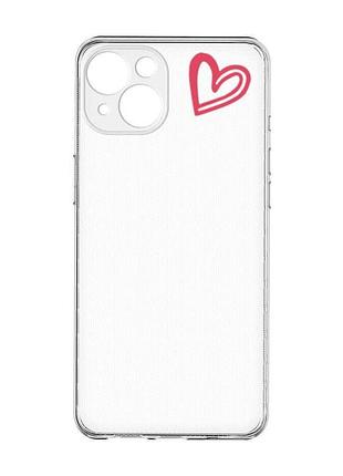 Прозорий чохол із захистом камер на iphone 15 :: сердечко червоне (принт 46)