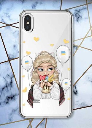 Прозрачный чехол на iphone xs max :: украинка со сладостями (принт 175)