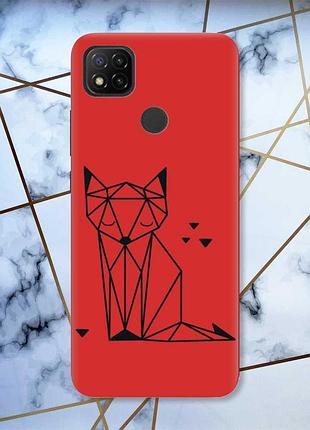 Матовий червоний чохол на xiaomi redmi 9c / 10a лисиця (принт 126)