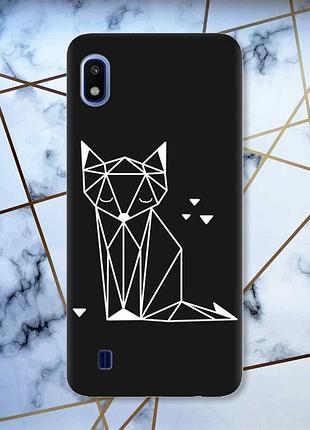 Матовый черный чехол на samsung galaxy a10 (2019) a105 лиса (принт 127)