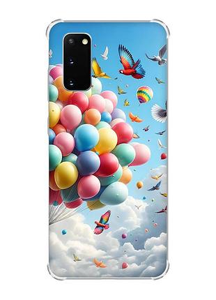 Чохол із потовщеними кутами на samsung galaxy s20 plus :: повітряні кульки (принт 365)