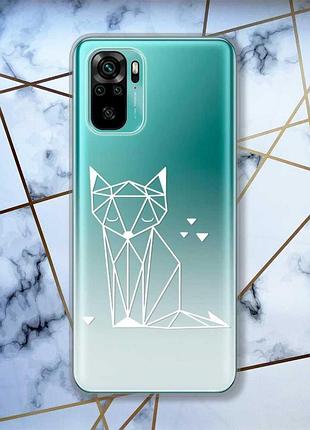 Прозрачный чехол на xiaomi redmi note 10 / note 10s лиса (принт 127)