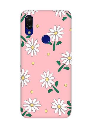 Матовий рожевий чохол на xiaomi redmi 7 :: ромашки /принт 368/