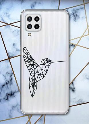 Прозрачный чехол на samsung galaxy m32 / m22 / a22 4g колибри (принт 122)