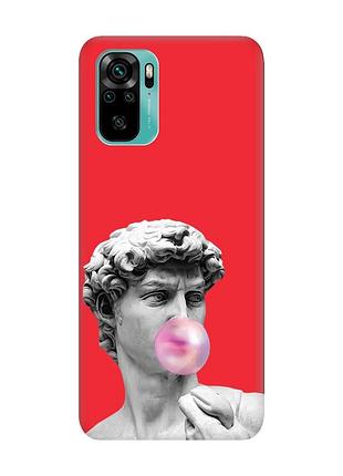 Матовый красный чехол на xiaomi redmi note 10 / note 10s :: скульптура (принт 352)