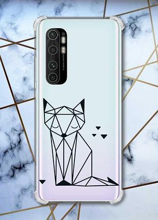Чехол с утолщёнными углами для xiaomi mi note 10 lite :: лиса (принт 126)