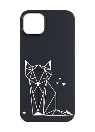 Матовый черный чехол на apple iphone 14 plus :: лиса (принт 127)