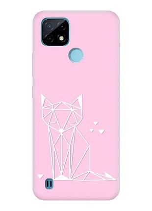 Матовый розовый чехол на realme c21y :: лиса (принт 127)