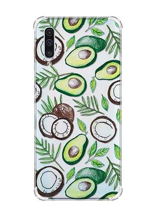 Чохол з потовщеними кутами на samsung galaxy а50 (2019) а505 :: авокадо і кокос (принт 303)
