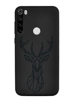 Матовий чорний чохол на xiaomi redmi note 8t :: олень (принт 128)