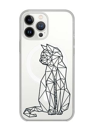 Магнітний чохол на iphone 14 pro max із підтримкою magsafe :: котик (принт 124)