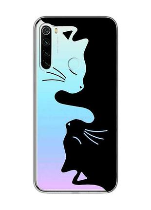 Прозорий чохол на xiaomi redmi note 8 котики (принт 118)