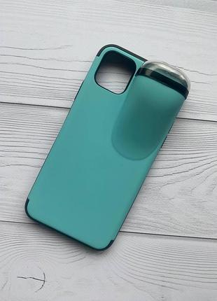 Силіконовий протиударний чохол з відділом для навушників на iphone 11 pro max бірюзовий