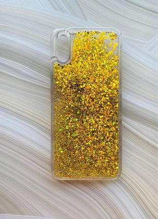 Чехол с плавающими блестками на xiaomi redmi 9a золотой