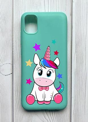 Матовий бірюзовий чохол на samsung galaxy a04e / a042 :: єдиноріг (принт 102)