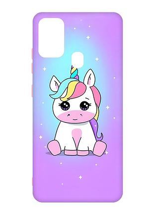 Матовий рожевий чохол на samsung galaxy m30s/m21 :: єдиноріг (принт 103)