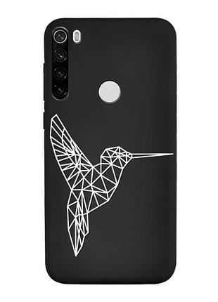 Матовий чорний чохол на xiaomi redmi note 8t :: колібрі (принт 123)