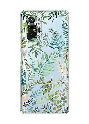 Прозрачный чехол для xiaomi redmi note 10 pro / 10 pro max :: растительный фон (принт 377)