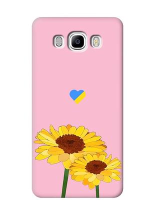 Матовый розовый чехол на samsung galaxy j7(2016) j710 :: желтые цветы (принт 364)