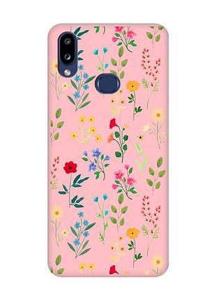 Матовый розовый чехол на samsung galaxy a10ѕ a107 :: цветочный фон (принт 269)