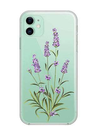 Прозрачный чехол на iphone 11 :: веточки лаванды (принт 266)