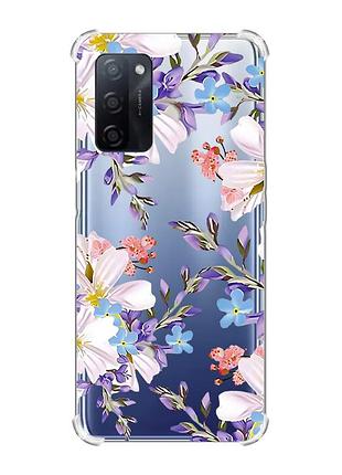Чохол з потовщеними кутами на oppo a55 :: квітковий малюнок (принт 272)