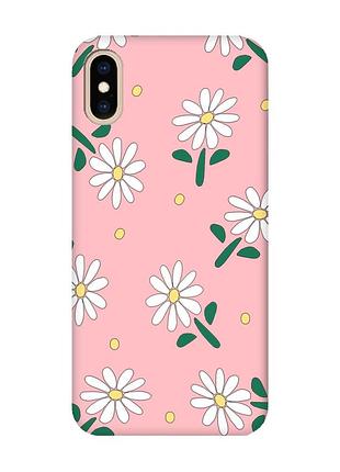 Матовый розовый чехол на iphone xs max :: ромашки (принт 368)